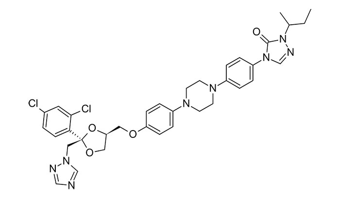 Итраконазол - структурная формула действующего вещества препарата Ирунин