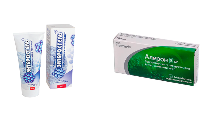 Антигистаминный препарат и энтеросгель для устранения аллергии на алкоголь