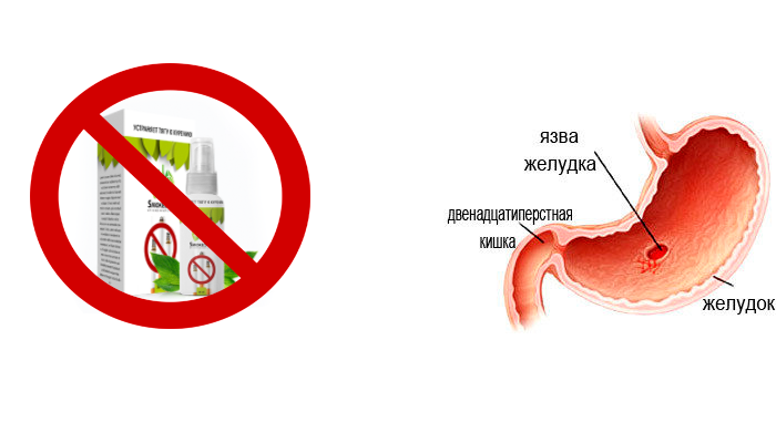 Запрет на прием средства SmokeStop при язве желудка