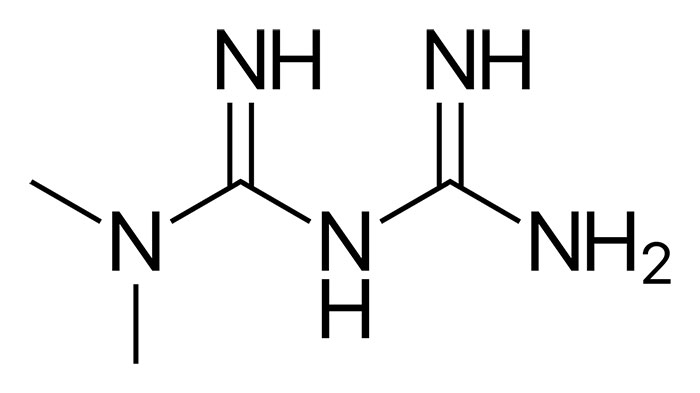 Метформин - структурная формула действующего вещества препарата