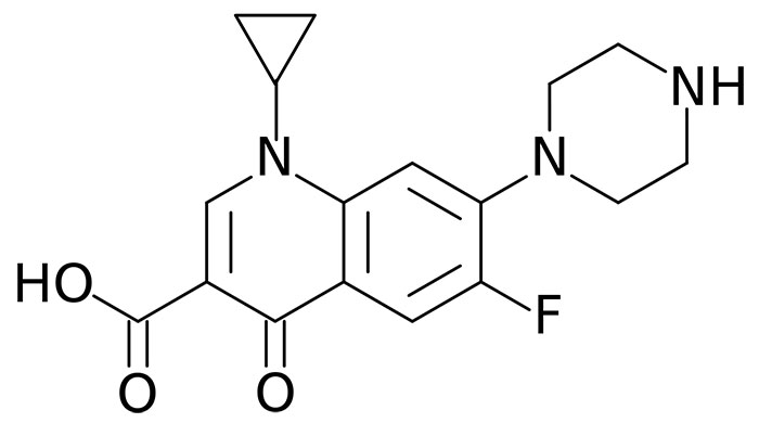 Ципрофлоксацин - структурная формула действующего вещества препарат Цифран