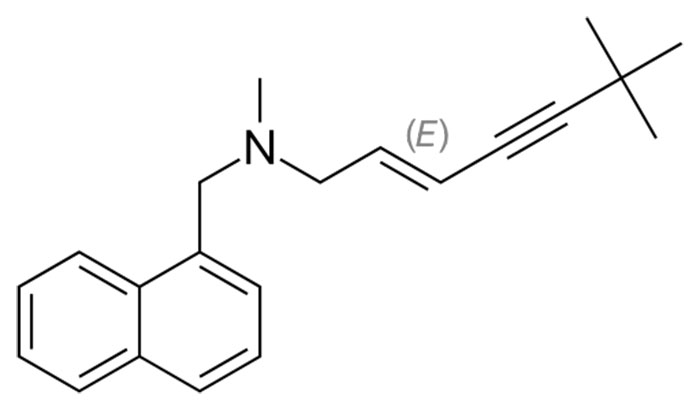 Тербинафина гидрохлорид - структурная формула действующего вещества препарата Тербинафин