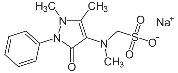 Метамизол натрия - структурная формула основного действующего вещества препарата Темпалгин