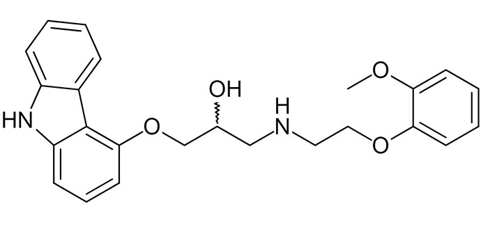 Карведилол - структурная формула действующего вещества препарата