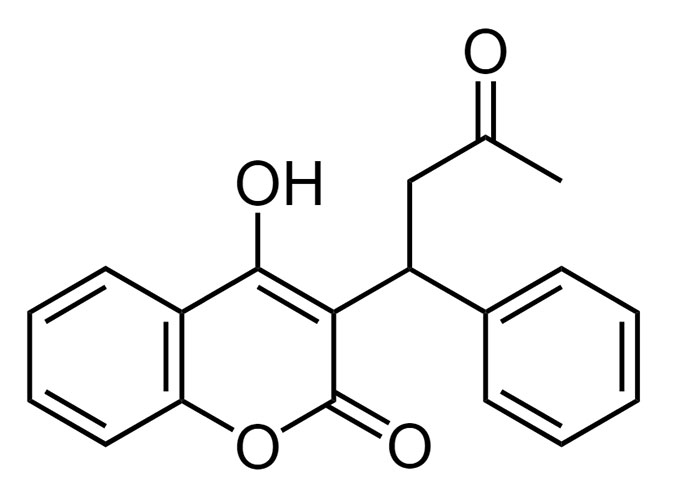 Варфарин - структурная формула действующего вещества препарата