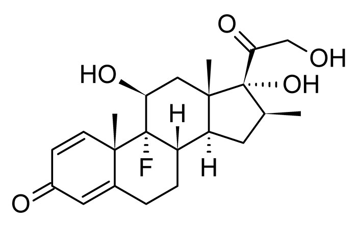 Бетаметазон - структурная формула действующего вещества препарата Дипроспан