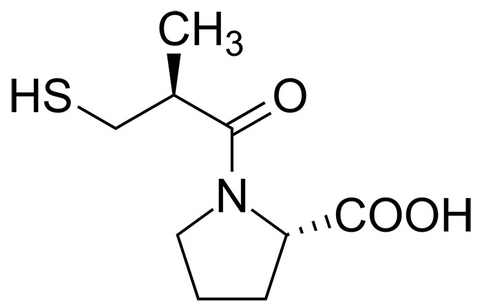 Каптоприл - структурная формула действующего вещества препарата
