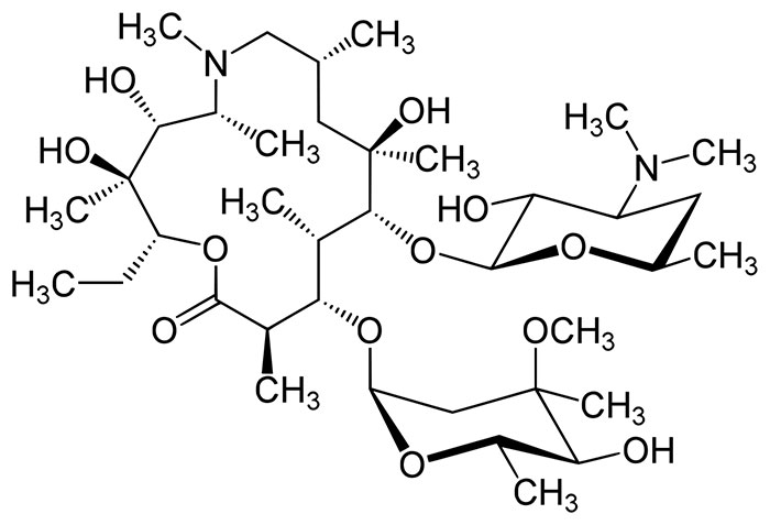Азитромицин - структурная формула основного действующего вещества препарата Сумамед