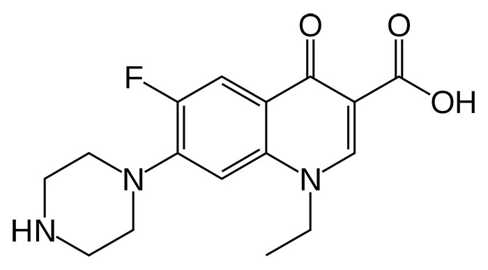 Норфлоксоцин - структурная формула действующего вещества препарата Нолицин