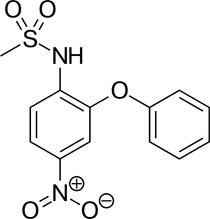 Нимесулид - структурная формула действующего вещества препарата Найз