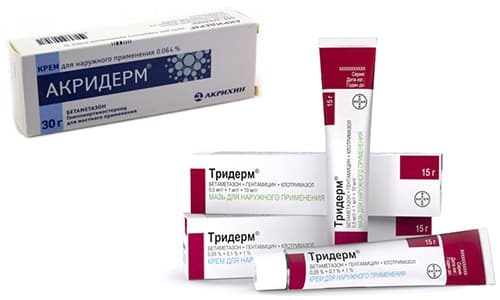 В дерматовенерологии часто применяются лекарства в форме мазей, такие как Тридерм и Акридерм